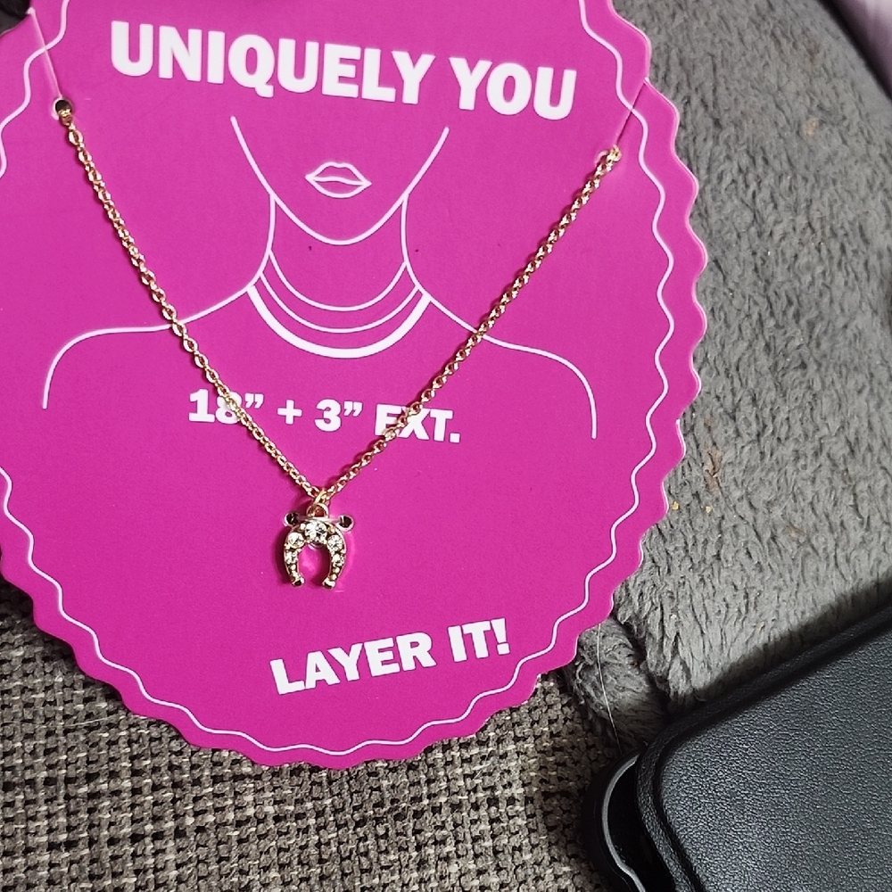 Gold Necklace with Horseshoe Pendant